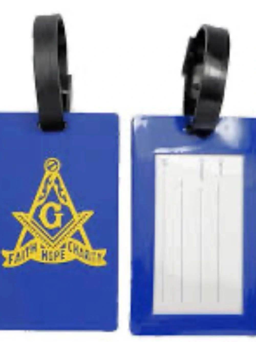 Blue Masonic Luggage Tag with yellow Emblem
